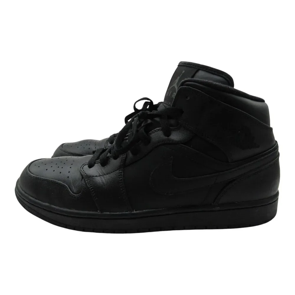 Nike Air Jordan 1 Mid Triple Black 554724-010 Men's Shoes Size 13